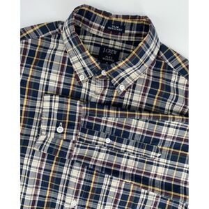 J Crew Shirt Mens Small Blue Plaid Flex Washed Slim Untucked Long Sleeve NEW